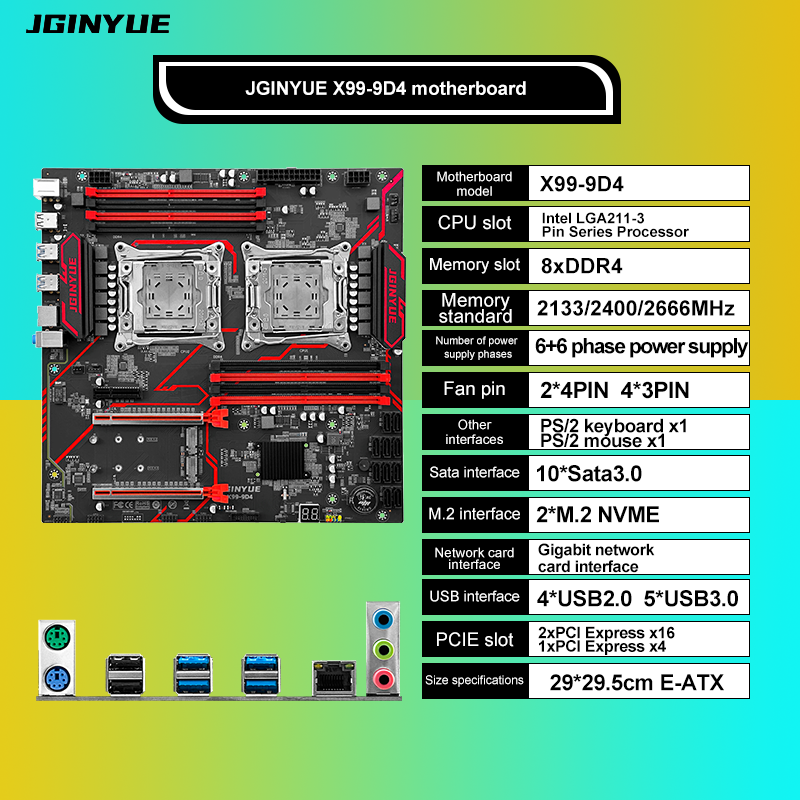 لوحة أم JGINYUE X99‑9D4 مزدوجة - مراجعة X99 Dual Cpu Motherboard Combo وسعره